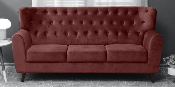 Wiltshire 3 Seater Velvet Sofa In Wine Red Colour